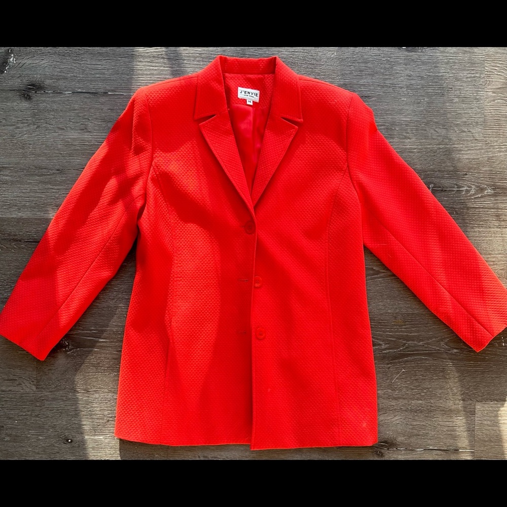 VINTAGE J'ENVIE CORAL JACKET BLAZER WITH SHOULDER PADS
